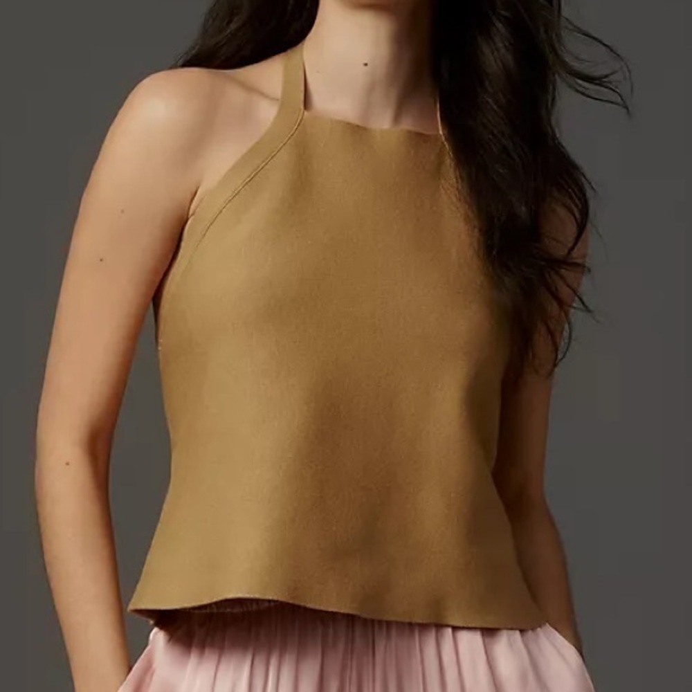 Anthropologie Halter Open-Back Sweater Tank
